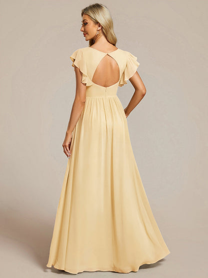 Robe Longue Femme en Mousseline Dos Ouvert Coupe Élégante