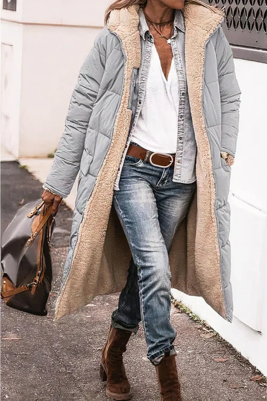 Manteau Femme Hiver Réversible Doux et Élégant