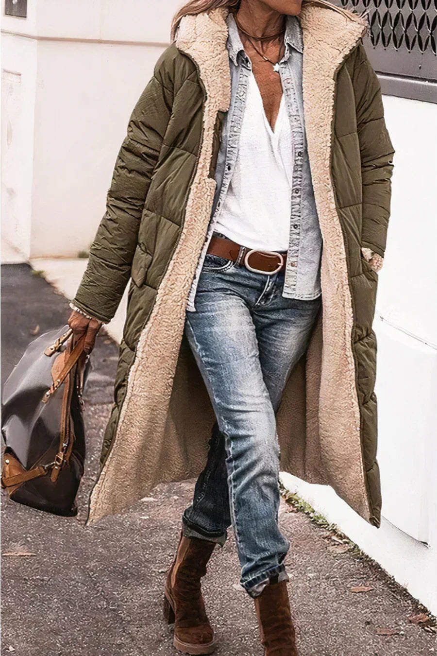 Manteau Femme Hiver Réversible Doux et Élégant