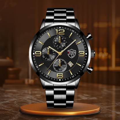 Montre Homme Élégante Noir Cuir