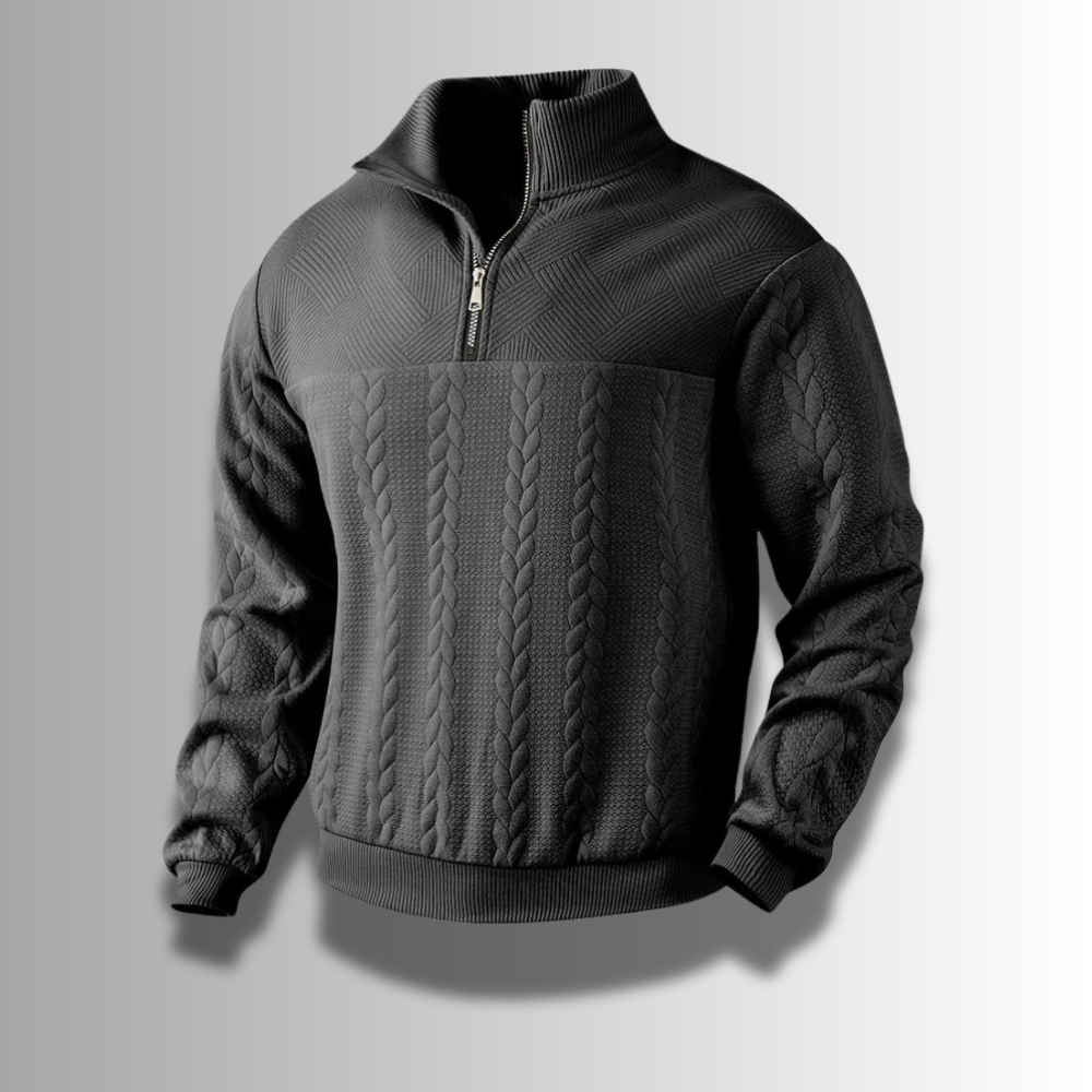 Pull Homme Marron à Fermeture Éclair Très Chaud
