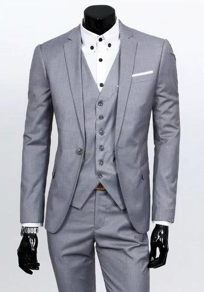 Costume Homme Classique 3 Pièces avec Gilet et Chemise Blanche