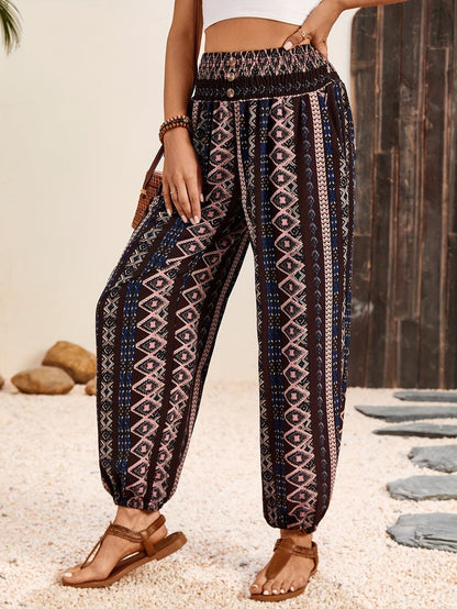 Pantalon Femme Imprimé Floral Élégant Décontracté