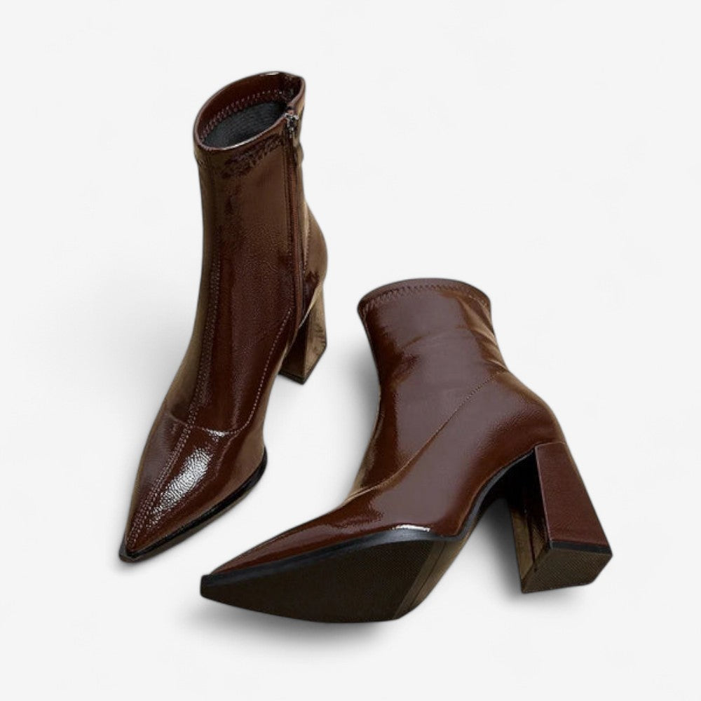 Bottines Féminines à Talon Haut avec Fermeture Éclair