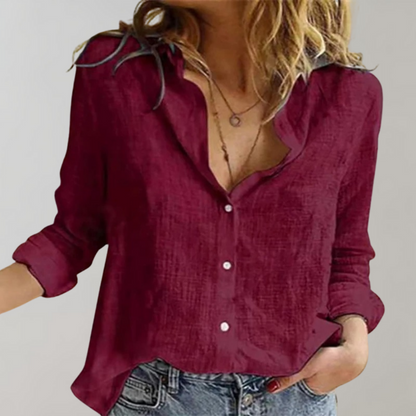 Blouse Femme Été en Coton avec Manches Longues