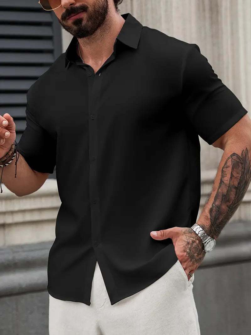 Chemise Homme Classique Manches Longues Col Italien Élégant - PanierRoyale