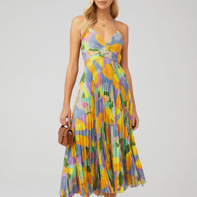 Robe Longue Femme Élégante Fleurs Colorées - PanierRoyale