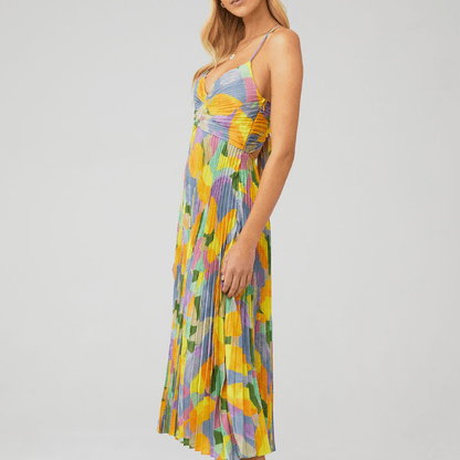 Robe Longue Femme Élégante Fleurs Colorées