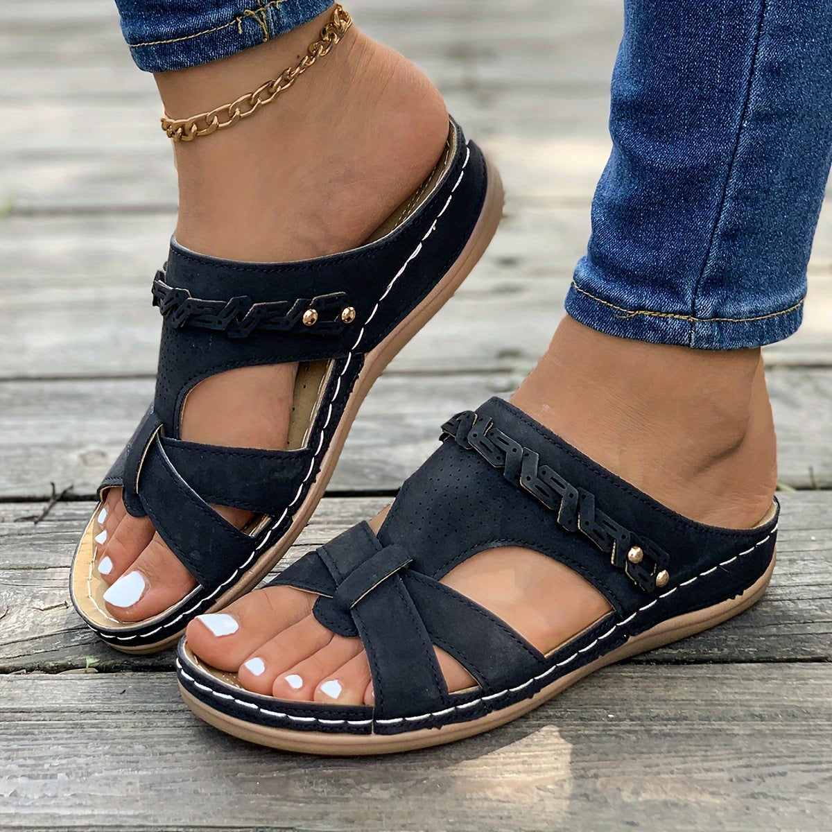 Sandales Femmes Confort pour Été avec Semelle Plateforme Cuir