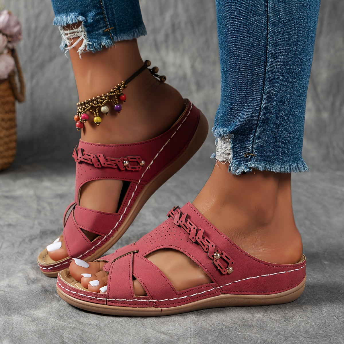 Sandales Femmes Confort pour Été avec Semelle Plateforme Cuir