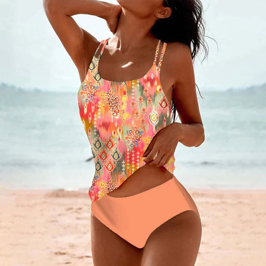 Maillot de Bain 2 Pièces Femme Élégant Floral - PanierRoyale