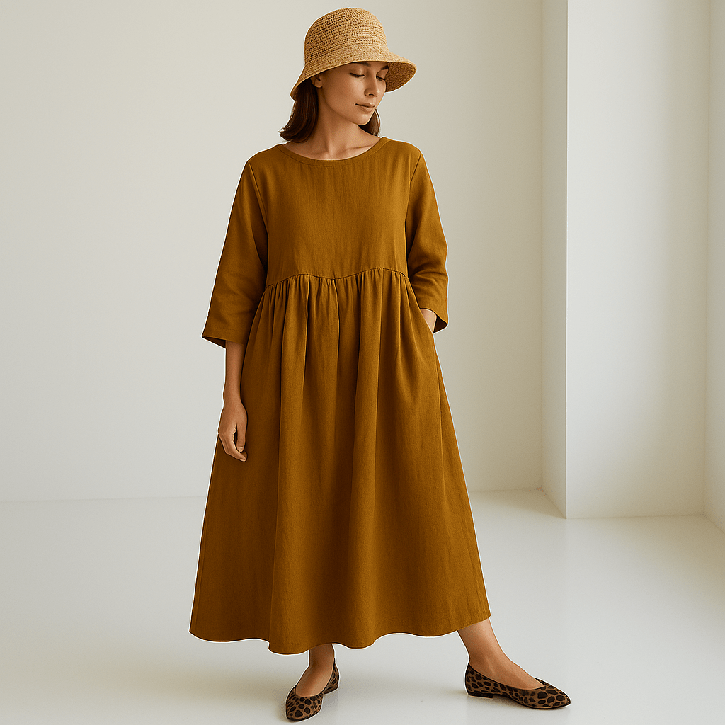 EleganceNaturelle™ – Robe Longue Femme Confortable et Élégante en Lin Sadoper