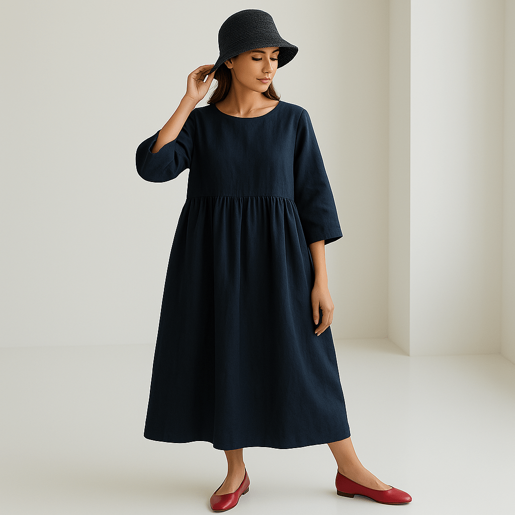 EleganceNaturelle™ – Robe Longue Femme Confortable et Élégante en Lin Sadoper