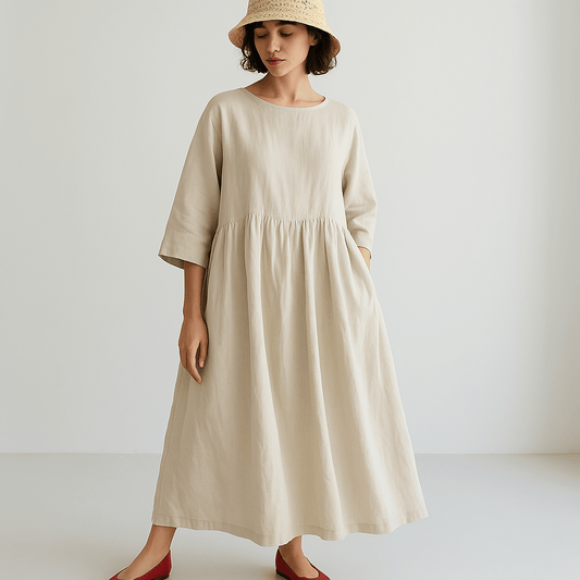 EleganceNaturelle™ – Robe Longue Femme Confortable et Élégante en Lin Sadoper