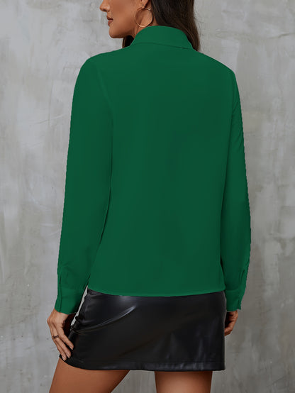 Elegancia™ – Chemisier Femme Chic à Manches Longues avec Détail Volanté