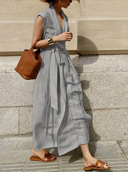 Robe Longue Féminine avec Ceinture pour Femme