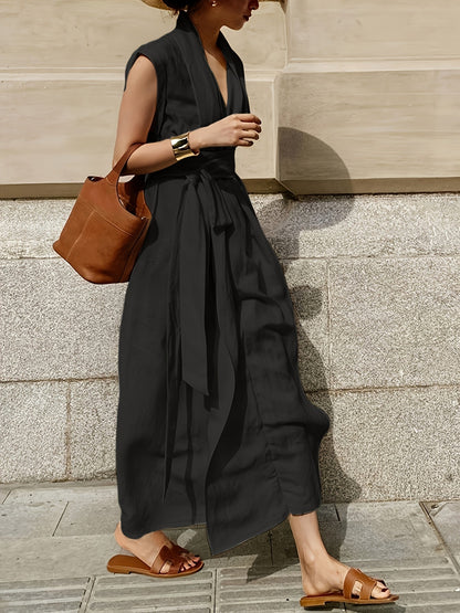 Robe Longue Féminine avec Ceinture pour Femme