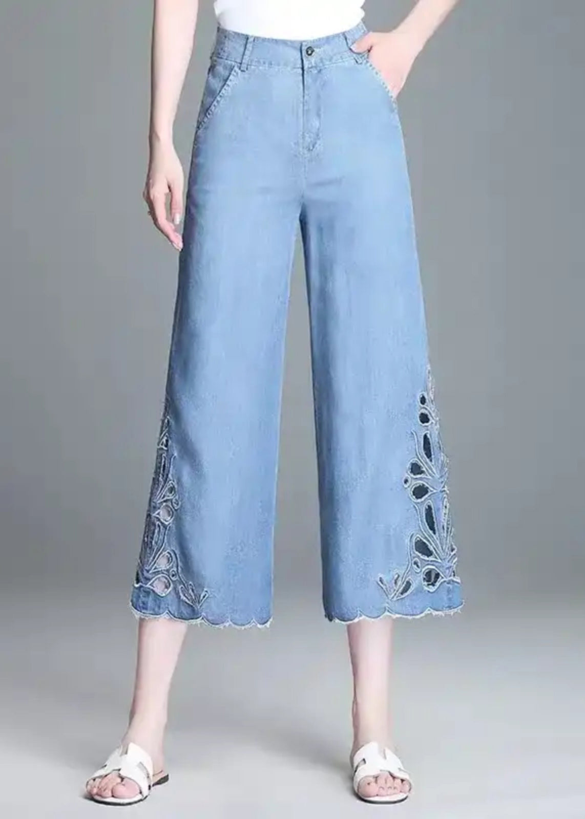 Jean court décontracté taille haute pour l'été - EasyApparels