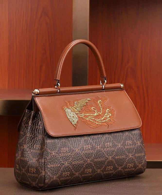 Chic Brown Leather Tote Bag - EasyApparels