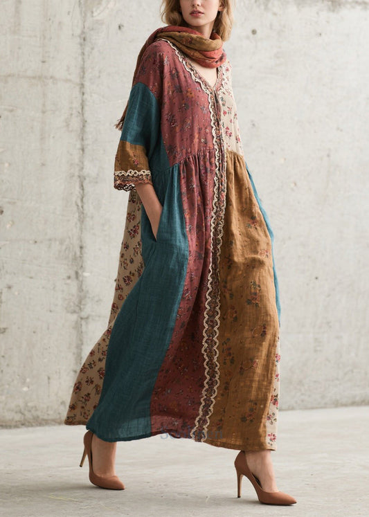 Robes confortables en coton estival à motifs colorés - EasyApparels