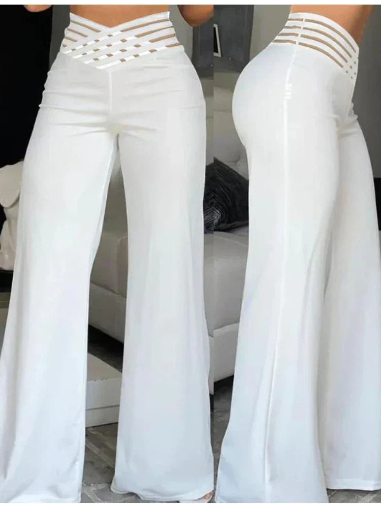 Pantalon Femme Taille Haute Élégant pour Travail et Soirée