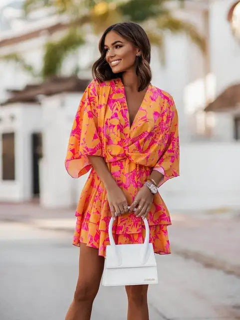 Robe Été Florale Femme – Robe Plage Légère et Élégante pour Soirées