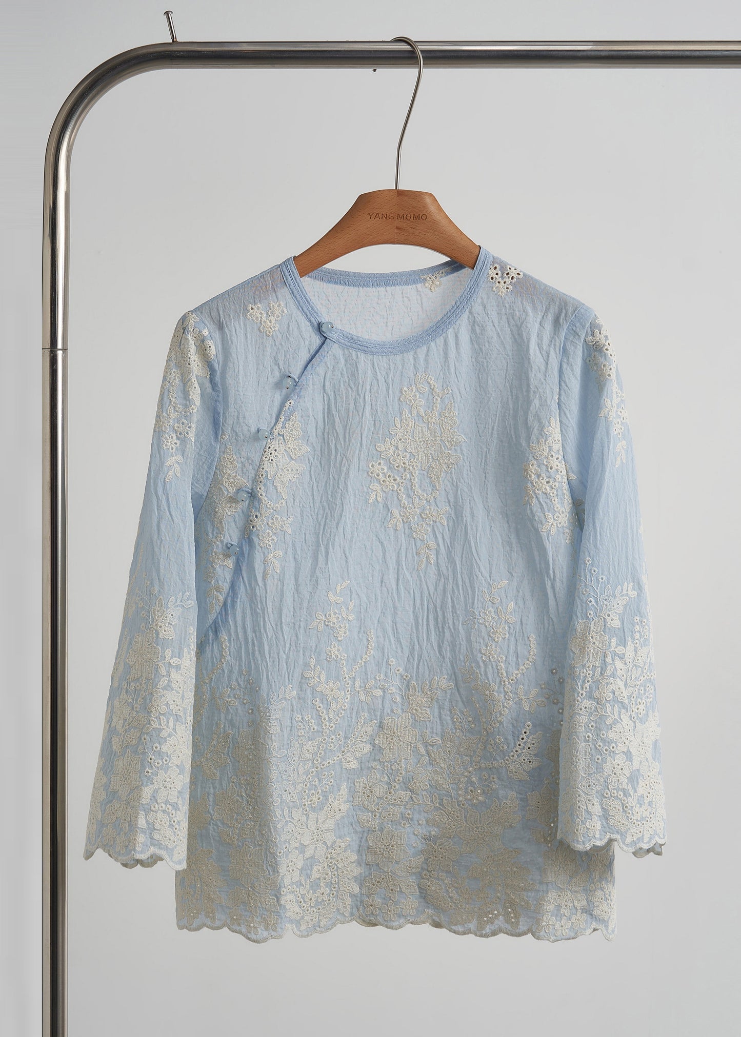 Chemisiers décontractés en coton bleu clair pour femme - EasyApparels