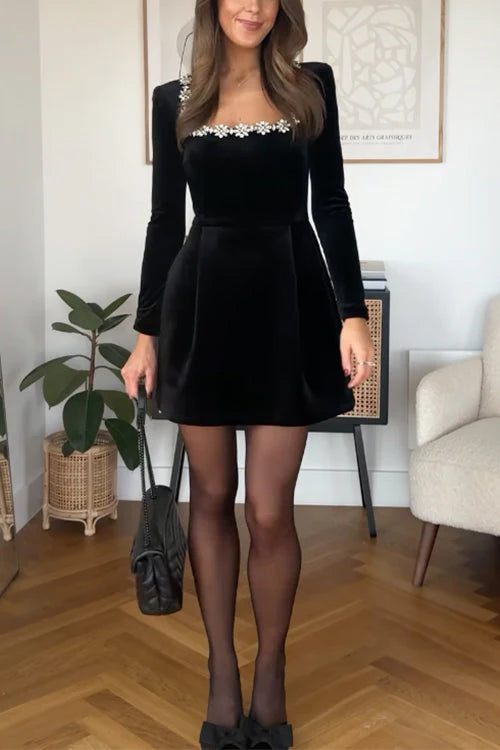Robe en Velvet Élégante Noir