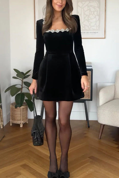 Robe en Velvet Élégante Noir