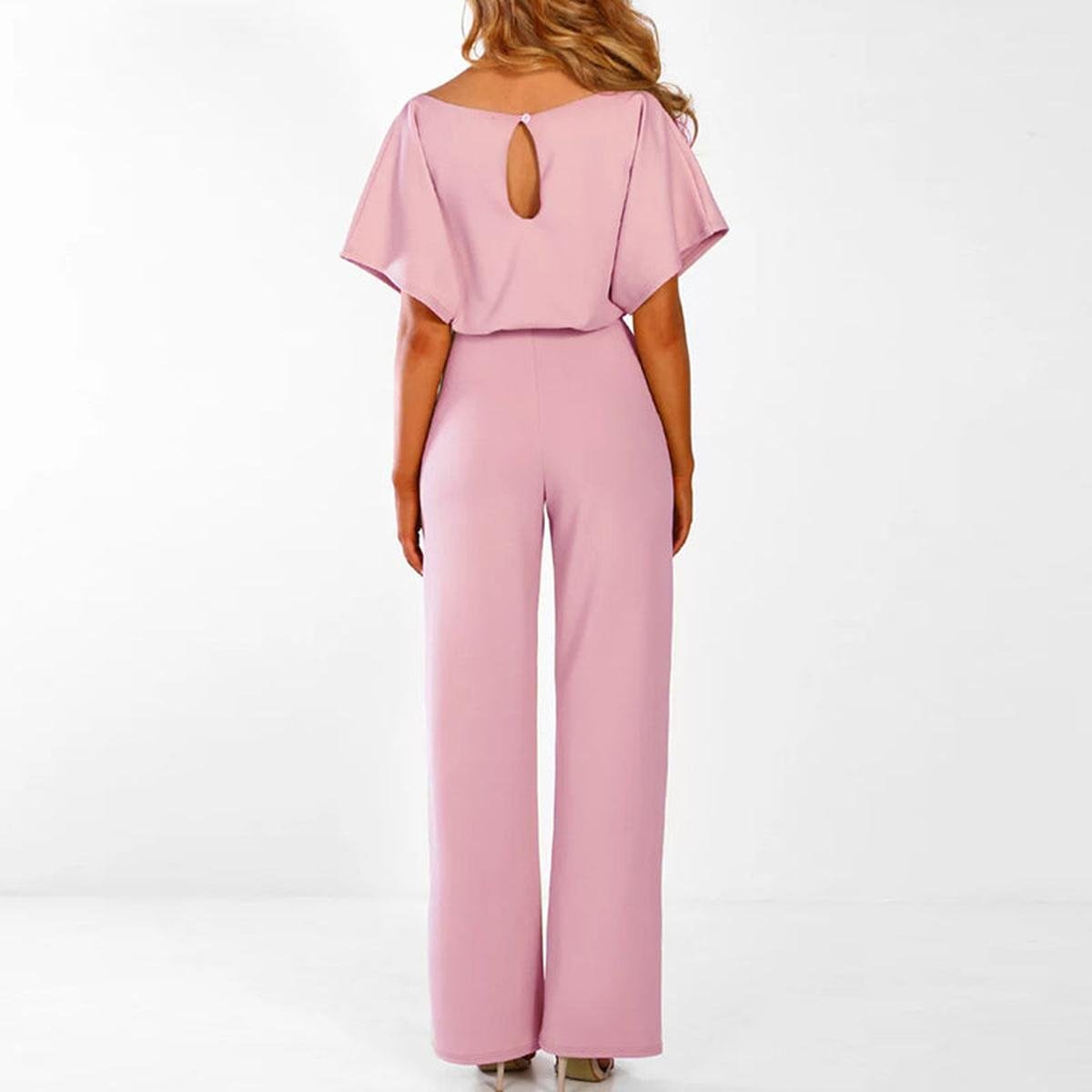 Salopette Femme Décontractée Courte Manche avec Ceinture