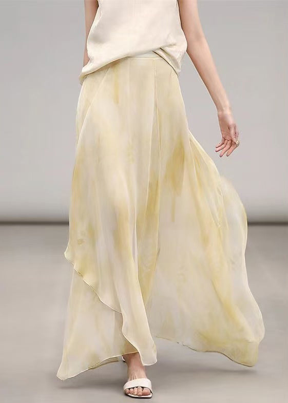 Robe longue légère en soie jaune d'été - EasyApparels
