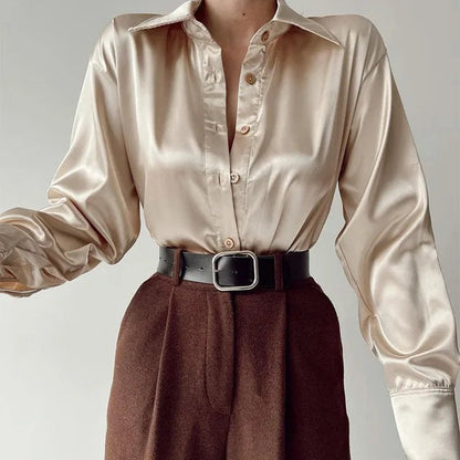 Blouse Femme Col Rond à Manches Longues Décolleté Profond