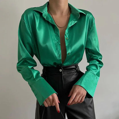 Blouse Femme Col Rond à Manches Longues Décolleté Profond