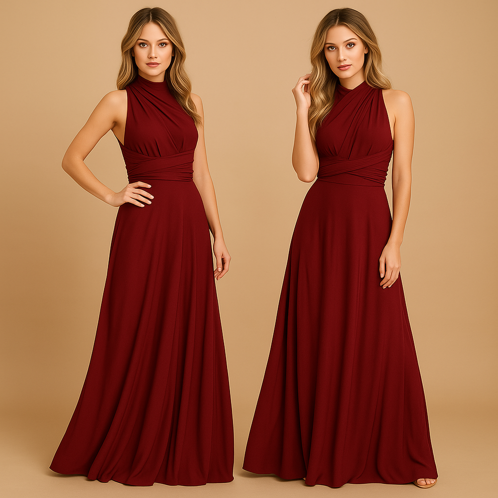 Robe Été Décolleté Dos Nu avec Bretelles Épaules et Ceinture Élastique