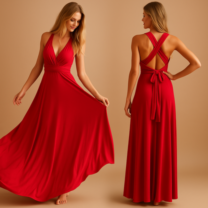 Robe Été Décolleté Dos Nu avec Bretelles Épaules et Ceinture Élastique