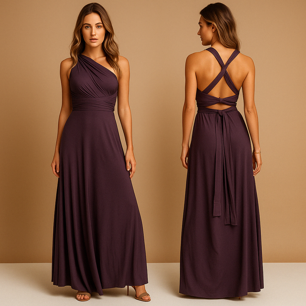 Robe Été Décolleté Dos Nu avec Bretelles Épaules et Ceinture Élastique