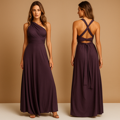 Robe Été Décolleté Dos Nu avec Bretelles Épaules et Ceinture Élastique