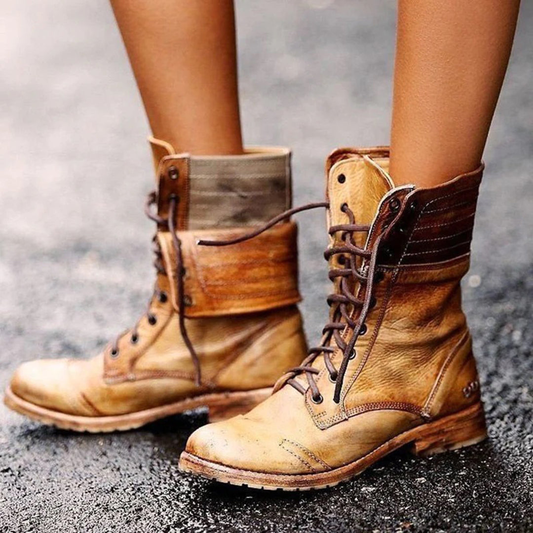 Bottines Femme Élégantes en Cuir Lacets Confort - PanierRoyale