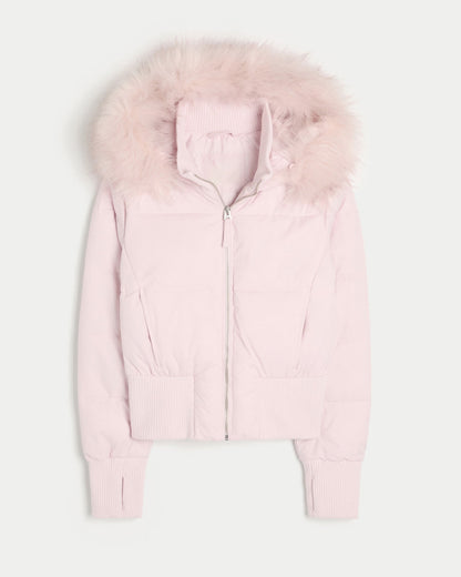 Manteau Femme Hiver Chic - Parka Chaud avec Capuche et Col en Fausse Fourrure