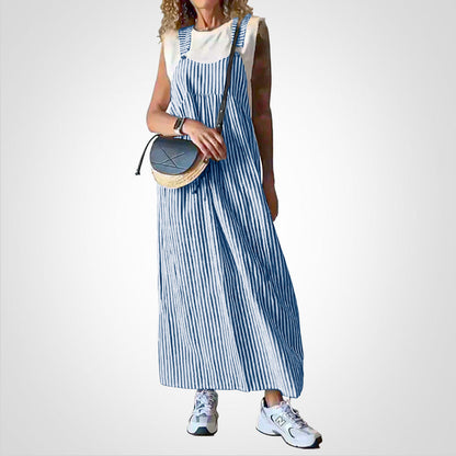 Robe décontractée rayée avec bretelles réglables