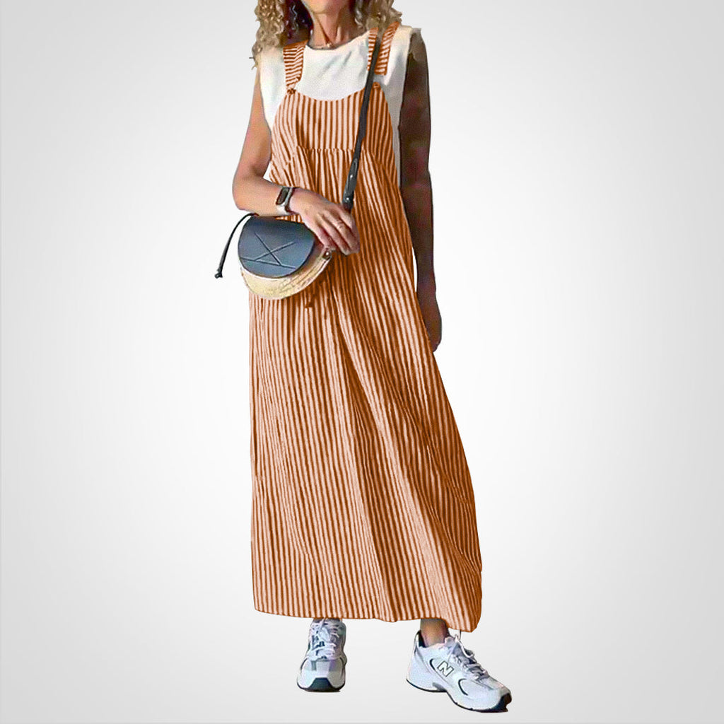 Robe décontractée rayée avec bretelles réglables