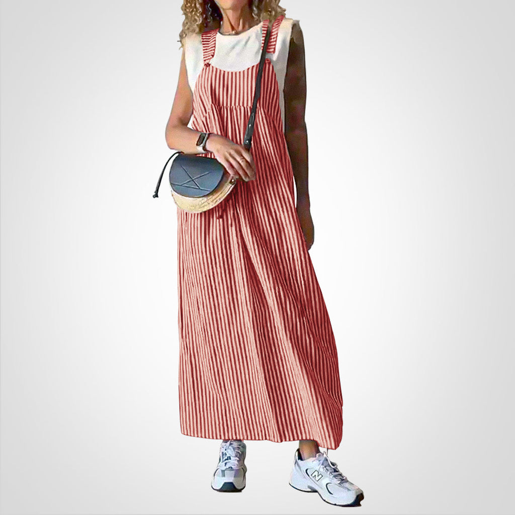 Robe décontractée rayée avec bretelles réglables