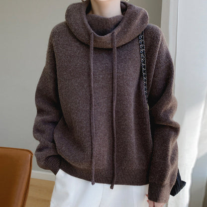 Pull Femme Oversize au Cordon de Réglage