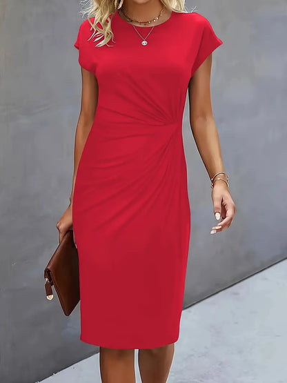 Robe Femme Mi-Longue Col Rond Chic et Élégante