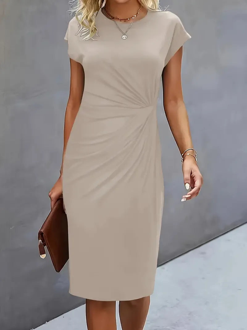 Robe Femme Élégante Col Rond pour Bureau ou Soirée