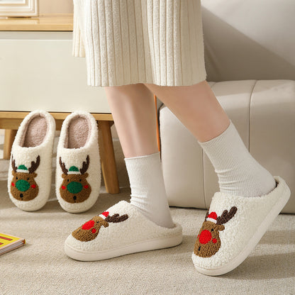 Elkana™ – Pantoufles de Noël en Peluche Femme Hiver Chaudes et Antidérapantes