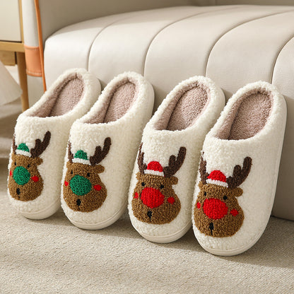 Elkana™ – Pantoufles de Noël en Peluche Femme Hiver Chaudes et Antidérapantes