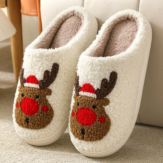 Elkana™ – Pantoufles de Noël en Peluche Femme Hiver Chaudes et Antidérapantes