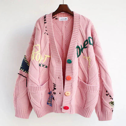Gilet Femme Tricoté Coloré avec Détails Fantasques