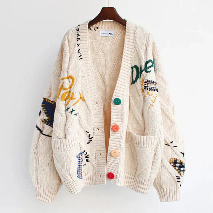 Gilet Femme Tricoté Coloré avec Détails Fantasques - PanierRoyale